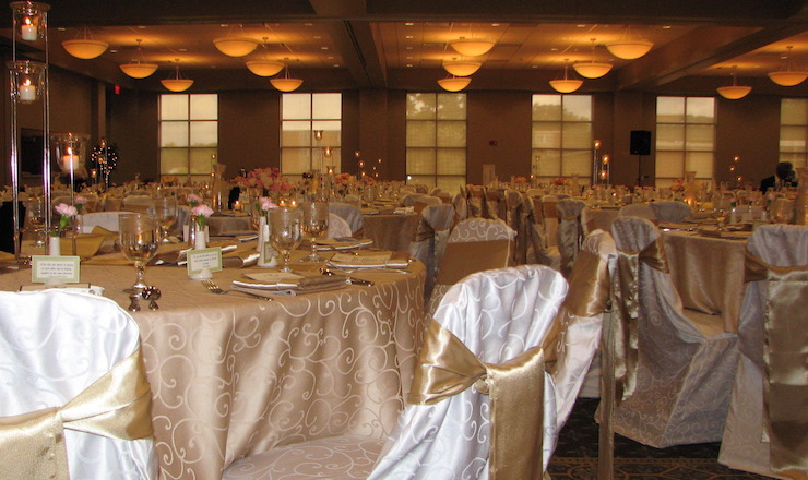 ballroom with white chairs