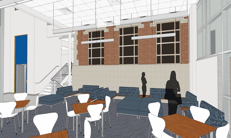 3D rendering of the commons area in mcmullen hall