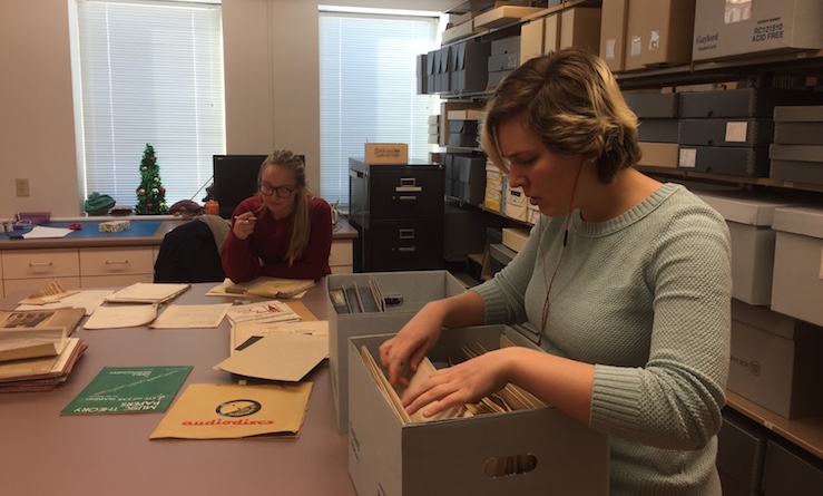 interns working in SAU Archives