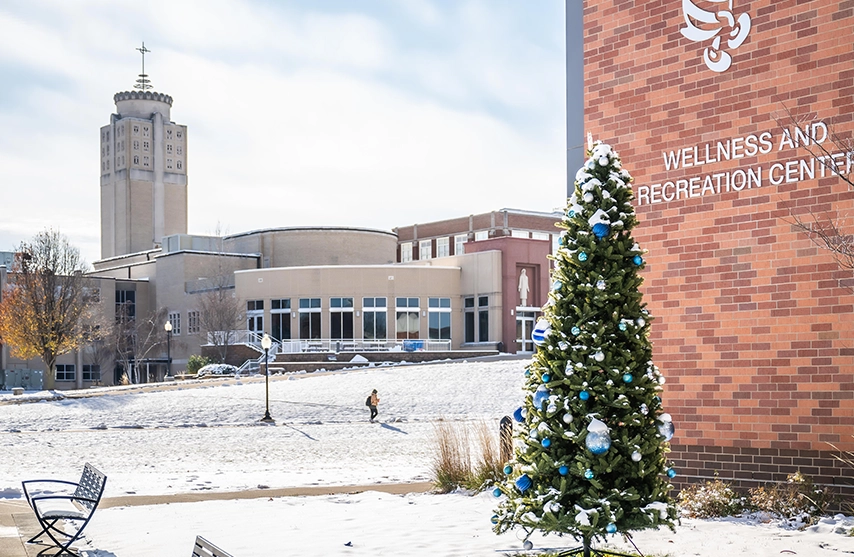 Christmas tree outside the rec center