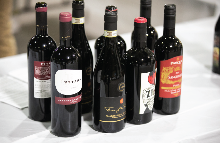wine bottles on a table