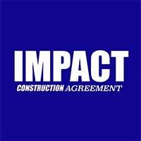 The blue and white logo for Impact Construction Agreement.