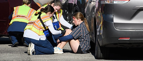 St. Ambrose University's nursing students participate in a disaster drill.