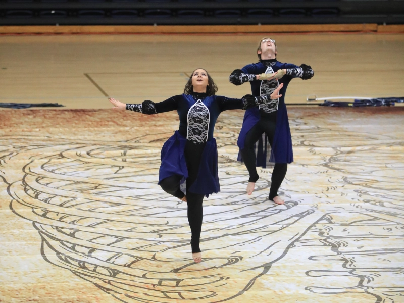 Performance of winter guard indoors.
